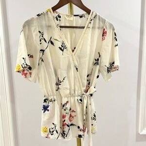 SIENNA SKY • Ivory Floral Wrap Blouse